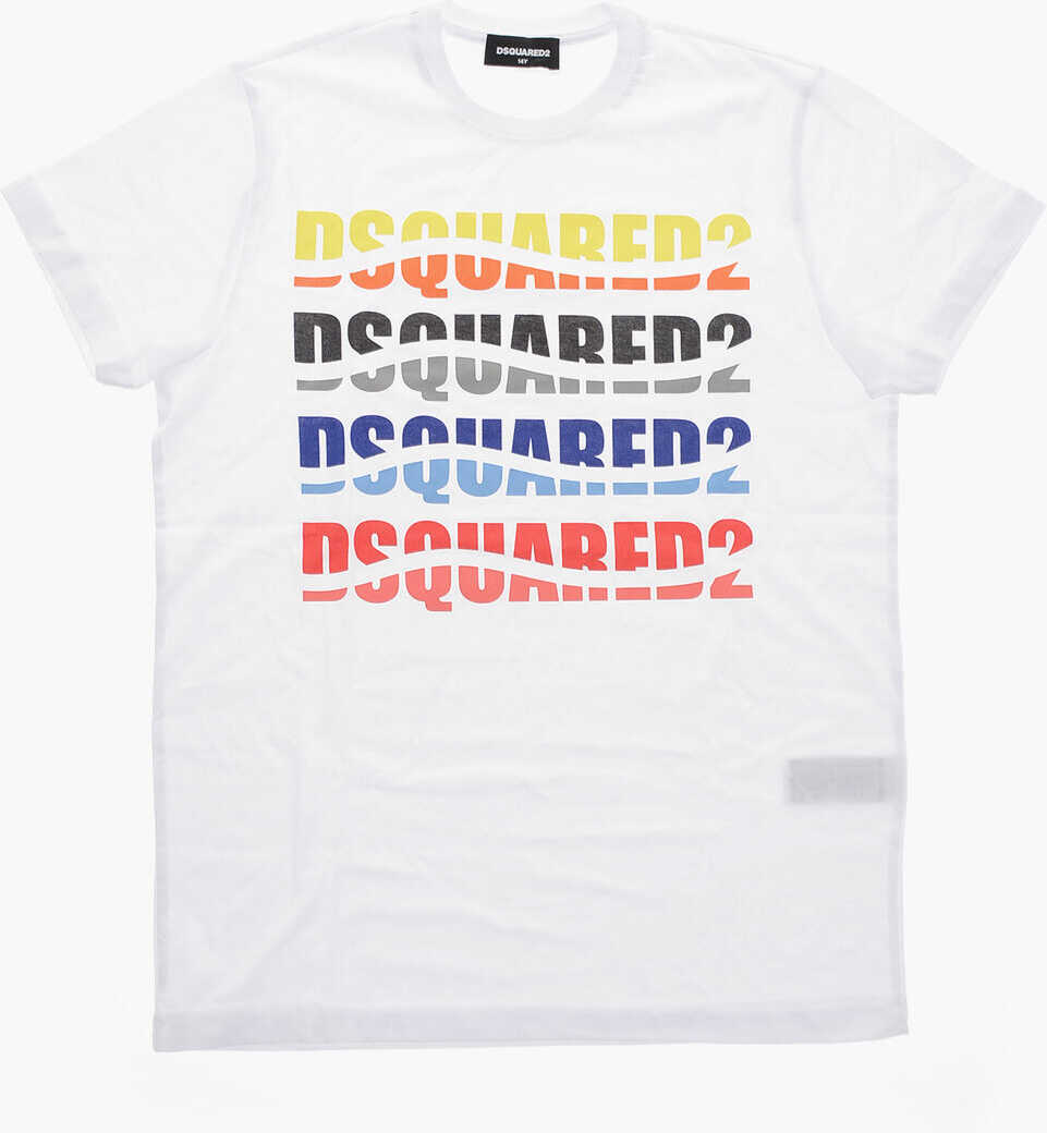 Tricouri DSQUARED2 Crew Neck Cotton T-Shirt With Printed Logo White Baieti (BM 19714763) 1