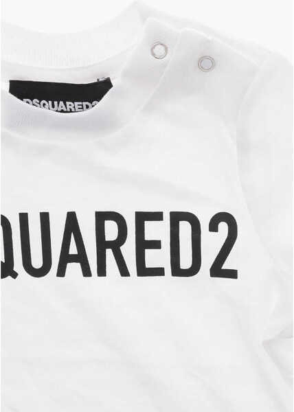 Tricouri DSQUARED2 Crew Neck Cotton T-Shirt With Front Logo White Baieti (BM 19714790) 2