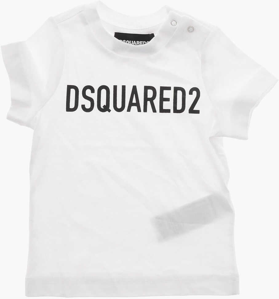 Tricouri DSQUARED2 Crew Neck Cotton T-Shirt With Front Logo White Baieti (BM 19714790) 1