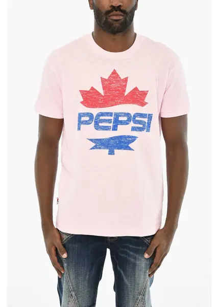 Tricouri DSQUARED2 Cotton Crew-Neck T-Shirt With Maxi Frontal Print Pepsi White Barbati (BM 19714793) 1