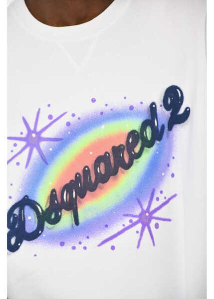 Bluze de trening DSQUARED2 Cotton Crew-Neck Sweatshirt With Frontal Logo White Barbati (BM 19714802) 3