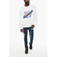 Bluze de trening DSQUARED2 pentru Barbati - Bluze de trening DSQUARED2 Cotton Crew-Neck Sweatshirt With Frontal Logo White Barbati (BM 19714802) - B-mall.ro