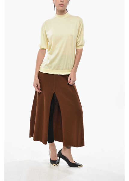 Pulovere Bottega Veneta Short-Sleeved Cashmere Sweater With Crew Neck Yellow Femei (BM 19714805) 4