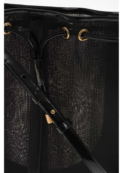 Genti tip postas Saint Laurent Fabric Crossbody Bag With Leather Trims Black Femei (BM 19714808) 4