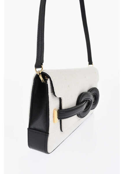 Genti de umar Amato Daniele Canvas Nodo Shoulder Bag With Leather Detail Black & White Femei (BM 19714811) 3
