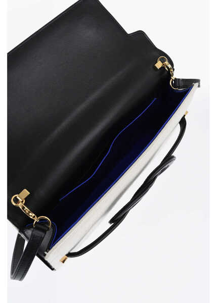 Genti de umar Amato Daniele Canvas Nodo Shoulder Bag With Leather Detail Black & White Femei (BM 19714811) 4