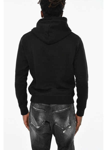 Bluze de trening DSQUARED2 Solid Color Icon Blur Cool Hoodie With Contrasting Logo Black Barbati (BM 19714817) 2
