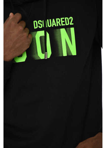 Bluze de trening DSQUARED2 Solid Color Icon Blur Cool Hoodie With Contrasting Logo Black Barbati (BM 19714817) 3