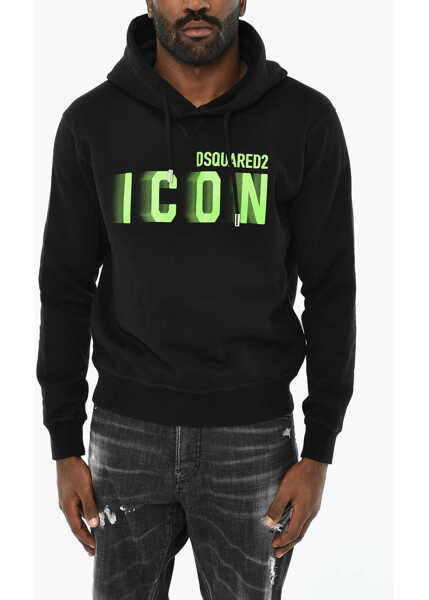 Bluze de trening DSQUARED2 Solid Color Icon Blur Cool Hoodie With Contrasting Logo Black Barbati (BM 19714817) 1