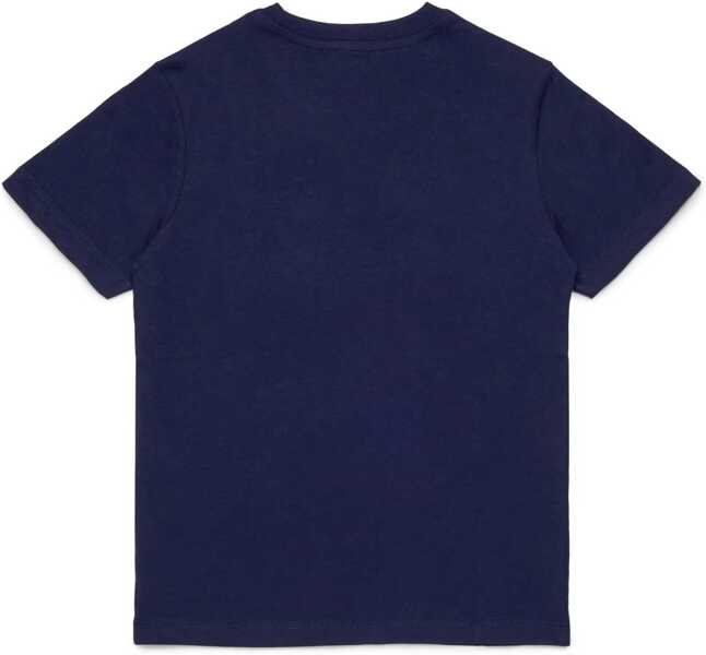 Tricouri Diesel Cotton Tascri Crew-Neck T-Shirt With Frontal Maxi Logo Blue Baieti (BM 19714820) 2