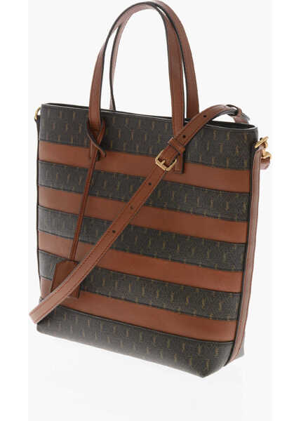 Genti de mana Saint Laurent Leather And Fabric Tote Bag With Monogram Details Brown Femei (BM 19714823) 3
