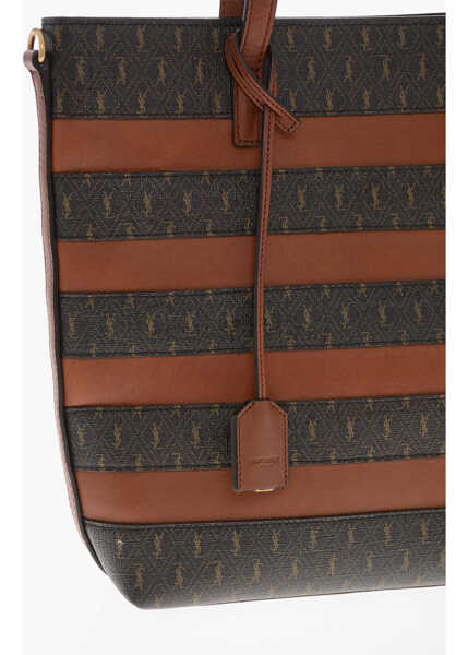 Genti de mana Saint Laurent Leather And Fabric Tote Bag With Monogram Details Brown Femei (BM 19714823) 4