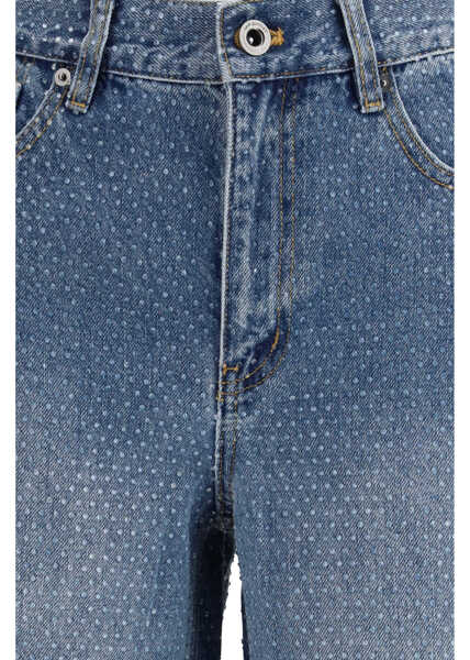 Blugi Self-Portrait Straight-leg Jeans with all-over rhinestones BLUE Femei (BM 19714940) 3