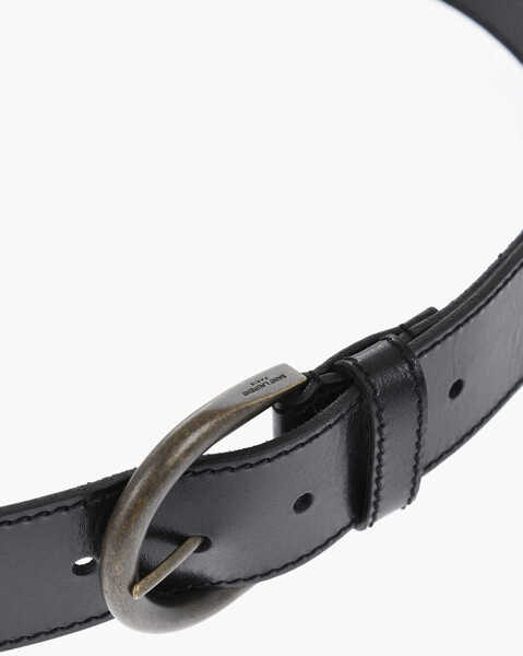 Curele Saint Laurent Vintage Finished Leather Belt 50Mm Black Barbati (BM 19715015) 3