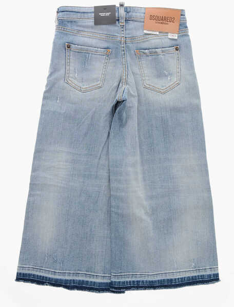 Blugi drepti DSQUARED2 Light Washed Page Fit Denims With Fringed Bottom 18Cm Light Blue Baieti (BM 19715021) 3