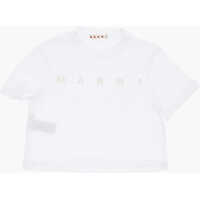 Tricouri Solid Color Crew-Neck T-Shirt With Glittery Logo Baieti