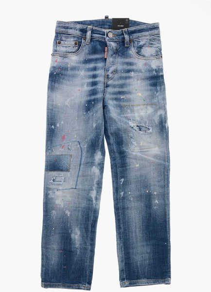 Blugi drepti DSQUARED2 Painting Effect Jeans Blue Baieti (BM 19715051) 1