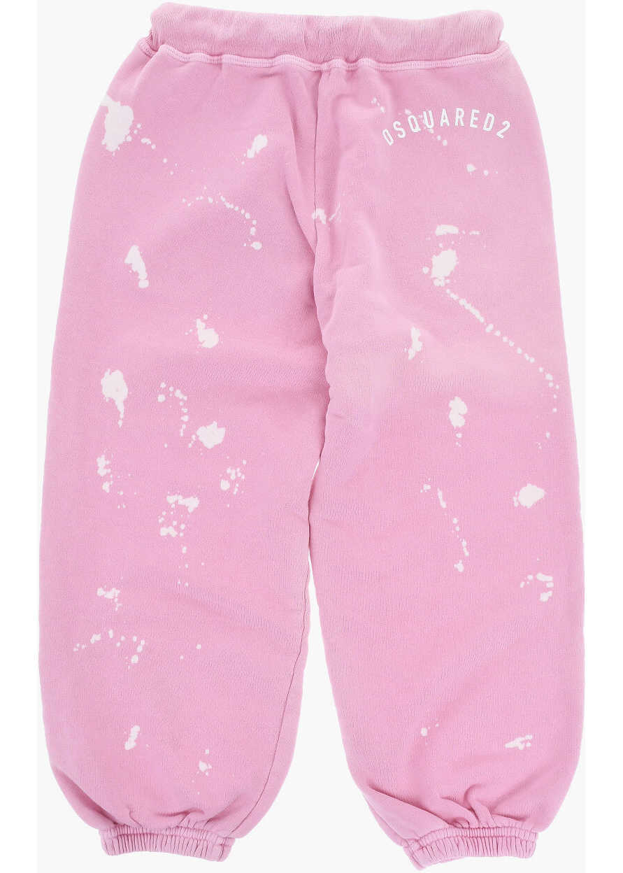 Pantaloni de trening DSQUARED2 Acid-Wash Effect Brushed Cotton Joggers Pink Baieti (BM 19715057) 3