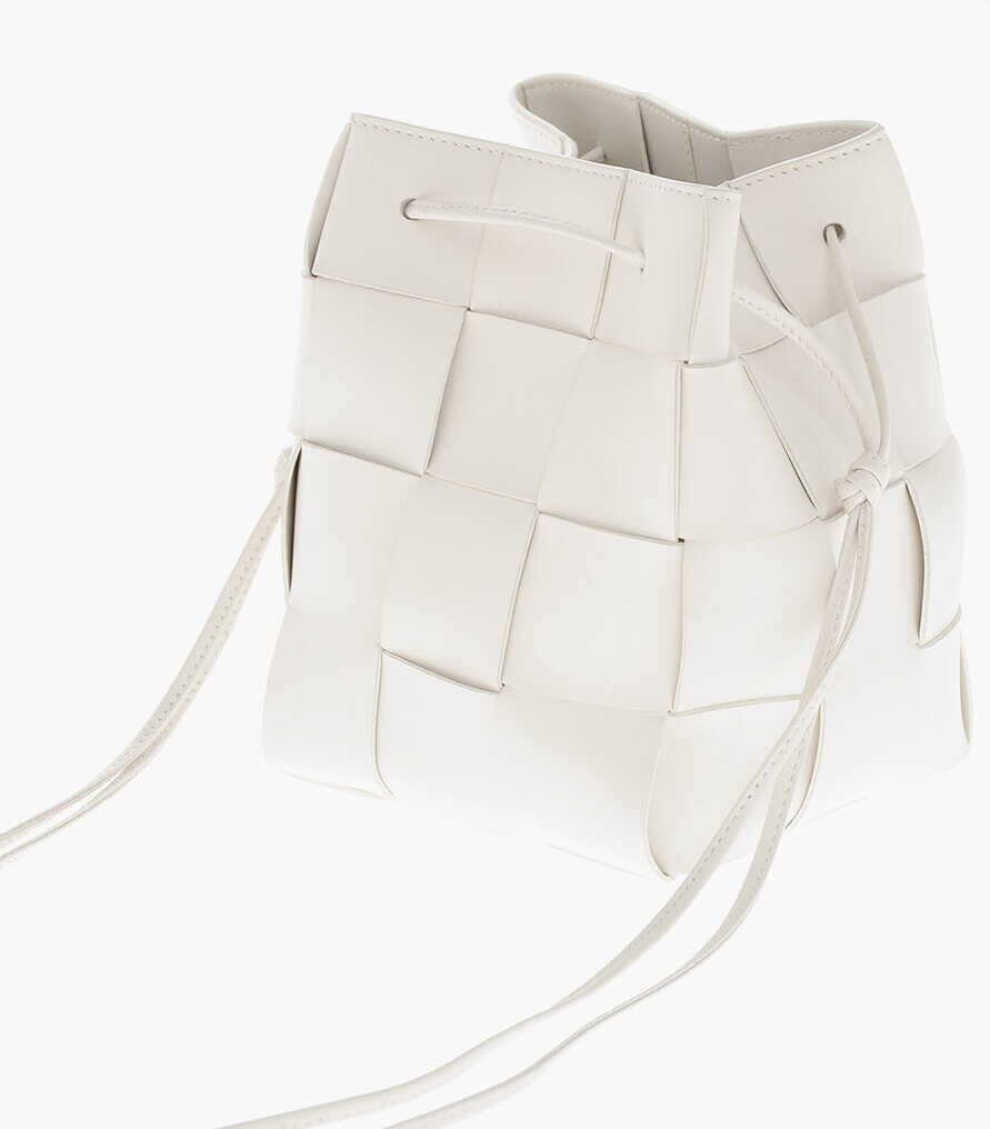 Genti de umar Bottega Veneta Braided Leather Cassette Bucket Bag White Femei (BM 19715069) 2