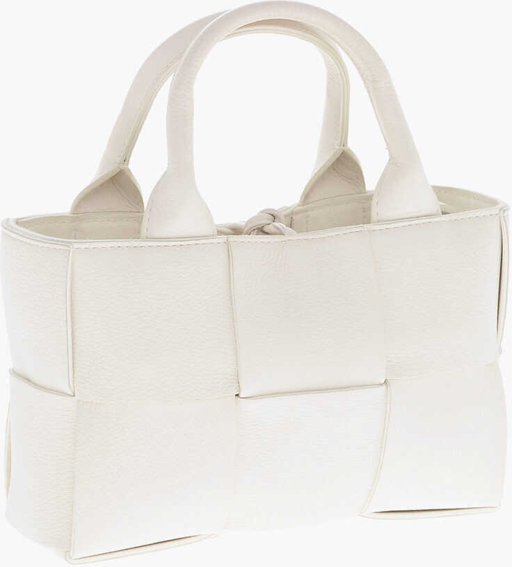 Genti de mana Bottega Veneta Braided Leather Mini Tote Bag With Removable Strap White Femei (BM 19715072) 2