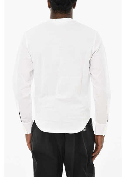 Tricouri DSQUARED2 Cotton Long Sleeve Crew-Neck T-Shirt White Barbati (BM 19715084) 2