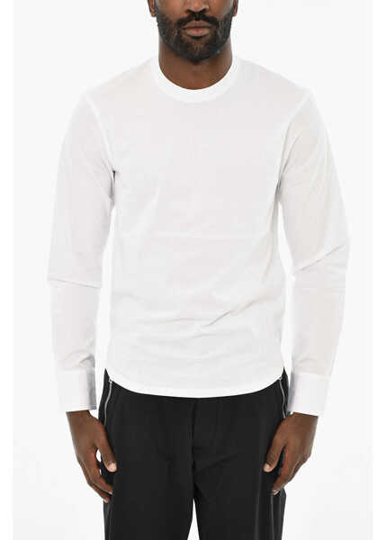 Tricouri DSQUARED2 Cotton Long Sleeve Crew-Neck T-Shirt White Barbati (BM 19715084) 1