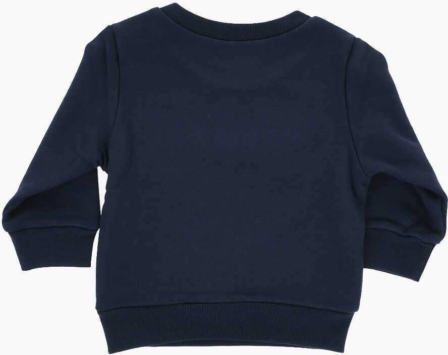 Bluze de trening DSQUARED2 Brushed Cotton Crew-Neck Sweatshirt With Front Print Blue Baieti (BM 19715093) 3
