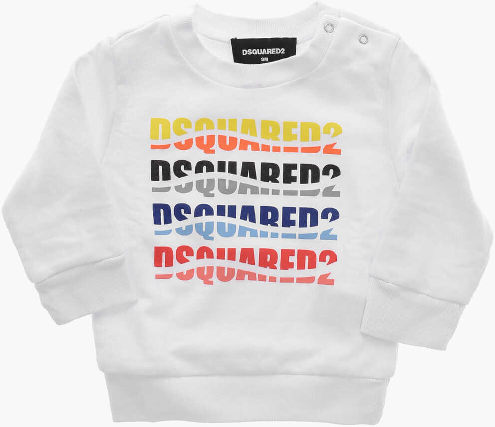 Bluze de trening DSQUARED2 Crew Neck Cotton Sweatshirt With Printed Logo White Baieti (BM 19715102) 1