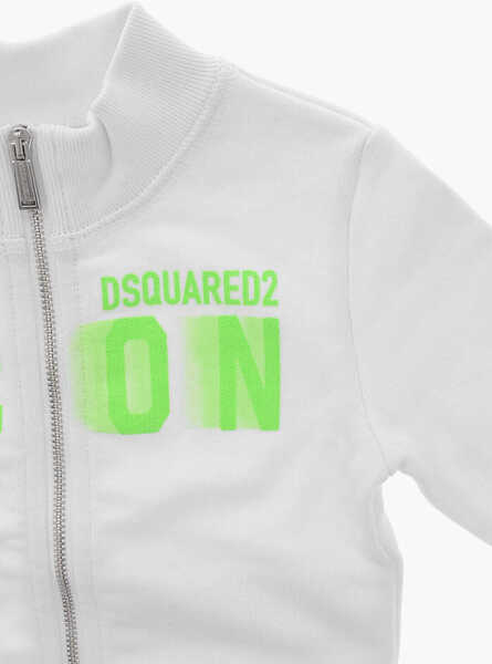 Bluze de trening DSQUARED2 Mock Neck Icon Sweatshirt With Front Zip White Baieti (BM 19715108) 2