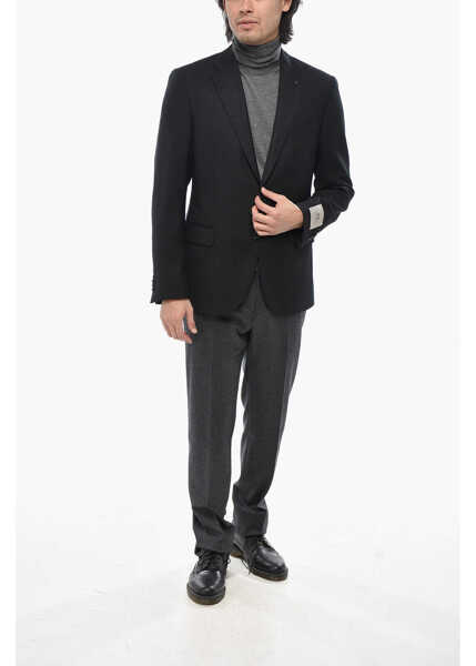 Sacouri CORNELIANI Cc Collection Virgin Wool Side Vents Notch Lapel Blazer Black Barbati (BM 19715114) 4