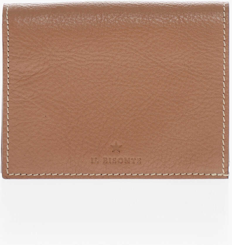 Portofele IL BISONTE Textured Leather Wallet With Zip Brown Femei (BM 19715117) 1