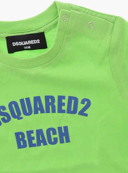 Tricouri DSQUARED2 Crew Neck Cotton T-Shirt With Printed Logo Green Baieti (BM 19715120) 2