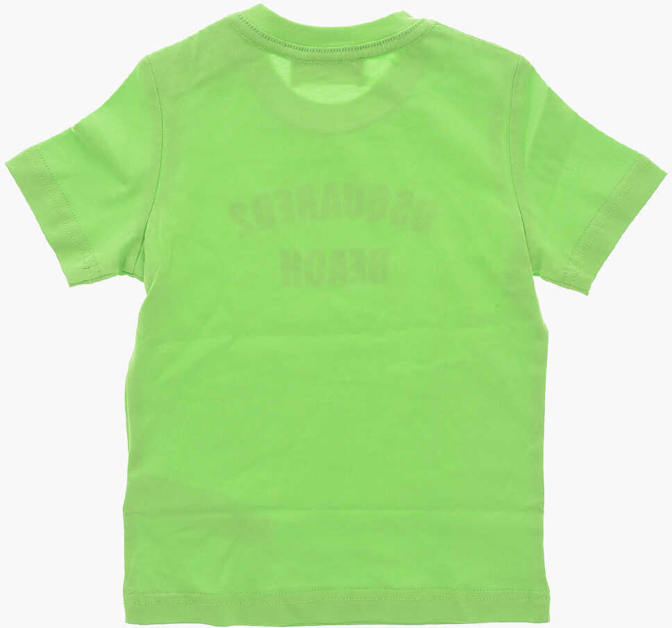 Tricouri DSQUARED2 Crew Neck Cotton T-Shirt With Printed Logo Green Baieti (BM 19715120) 3