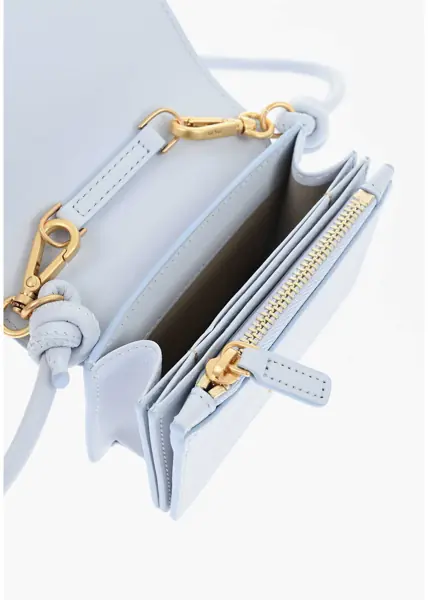 Portofele MCM Solid Color Textured Leather Neck Card Holder Light Blue Femei (BM 19715126) 4