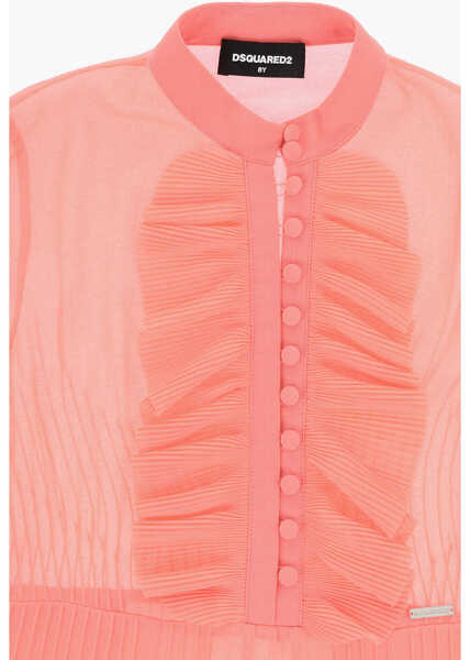 Rochii DSQUARED2 Short Sleeved Dress With Ruffles Pink Fete (BM 19715129) 2