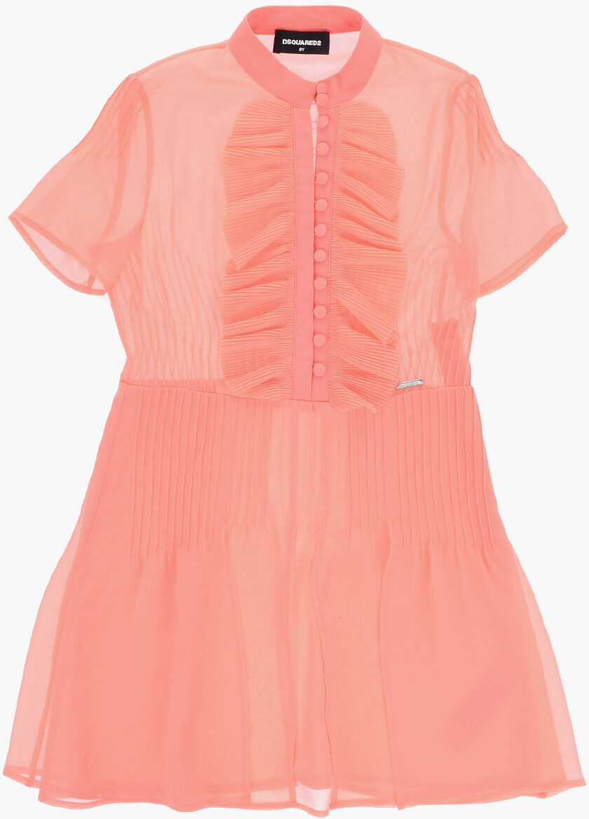 Rochii DSQUARED2 Short Sleeved Dress With Ruffles Pink Fete (BM 19715129) 1
