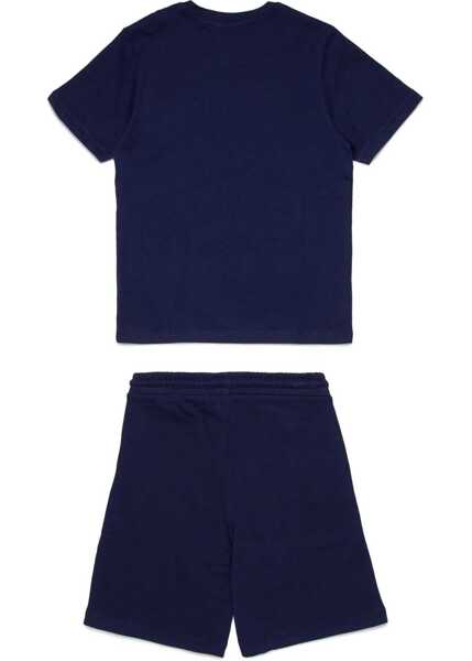 Tricouri Diesel Solid Color Shorts And T-Shirt Set With Printed Logo Blue Baieti (BM 19715135) 2