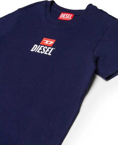 Tricouri Diesel Solid Color Shorts And T-Shirt Set With Printed Logo Blue Baieti (BM 19715135) 3