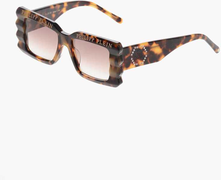 Ochelari de soare Philipp Plein Tortoiseshell Motif Oversized Sunglasses With Rhinestone Brown Femei (BM 19715150) 2