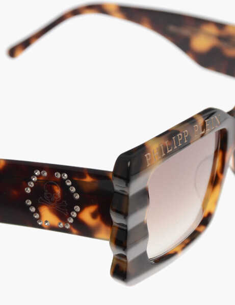 Ochelari de soare Philipp Plein Tortoiseshell Motif Oversized Sunglasses With Rhinestone Brown Femei (BM 19715150) 4
