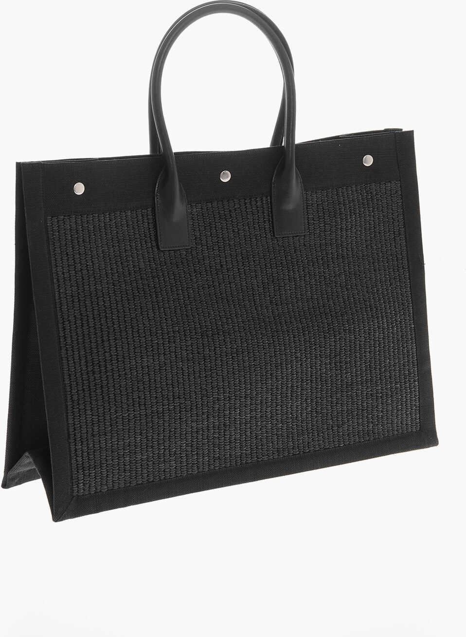 Genti de mana Saint Laurent Fabric Maxi Tote Bag With Embossed Logo Black Barbati (BM 19715153) 2