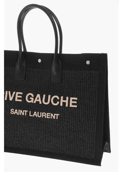 Genti de mana Saint Laurent Fabric Maxi Tote Bag With Embossed Logo Black Barbati (BM 19715153) 3