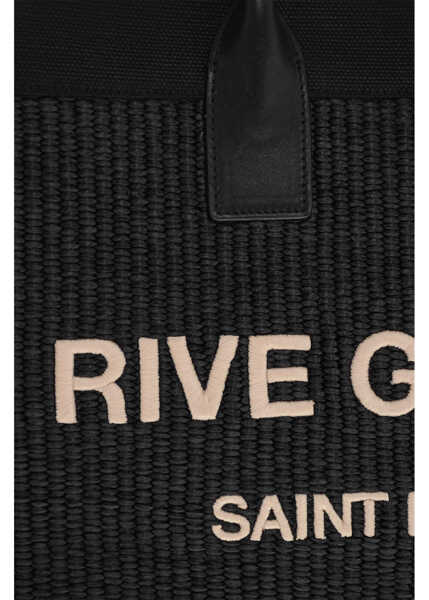 Genti de mana Saint Laurent Fabric Maxi Tote Bag With Embossed Logo Black Barbati (BM 19715153) 4