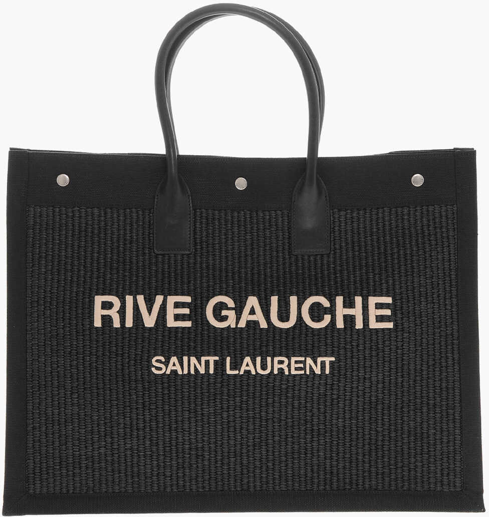 Genti de mana Saint Laurent Fabric Maxi Tote Bag With Embossed Logo Black Barbati (BM 19715153) 1