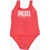 Diesel Open Back Nylon Miselb One Piece Swimsuit Red