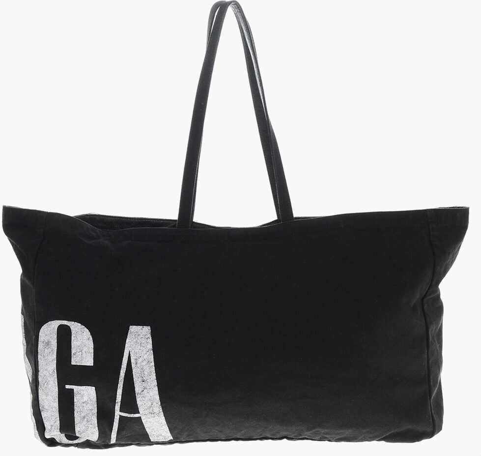 Genti de mana Balenciaga Cotton Maxi Tote Bag With Logo Black Barbati (BM 19715168) 2