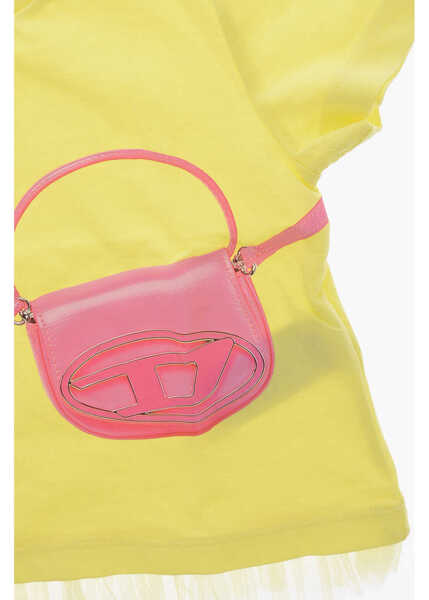 Tricouri Diesel Cotton Crossbody T-Shirt With Tulle Detail Yellow Baieti (BM 19715171) 2