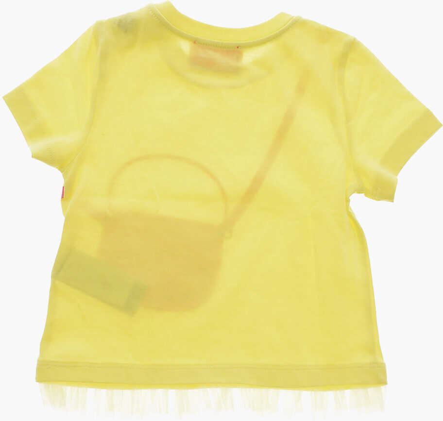 Tricouri Diesel Cotton Crossbody T-Shirt With Tulle Detail Yellow Baieti (BM 19715171) 3