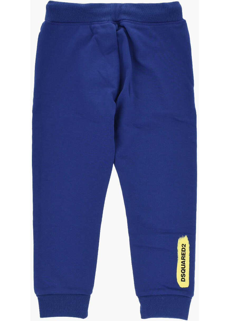 Pantaloni de trening DSQUARED2 Brushed Cotton Joggers With Contrasting Logo Blue Baieti (BM 19715204) 3