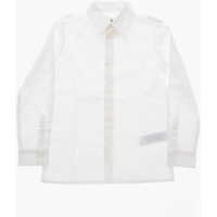 Camasi Standard Collar Popeline Cotton Shirt With Ton Sur Ton Logo Baieti
